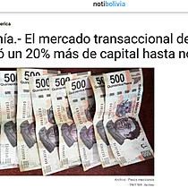 Economa.- El mercado transaccional de Mxico moviliz un 20% ms de capital hasta noviembre